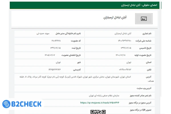 مجوز سازمان نظام صنفی رایانه‌ای استان تهران