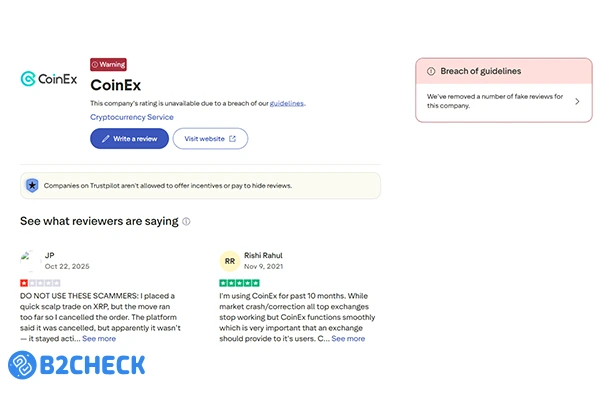 امتیاز صرافی کوینکس در سایت تراست پایلت
