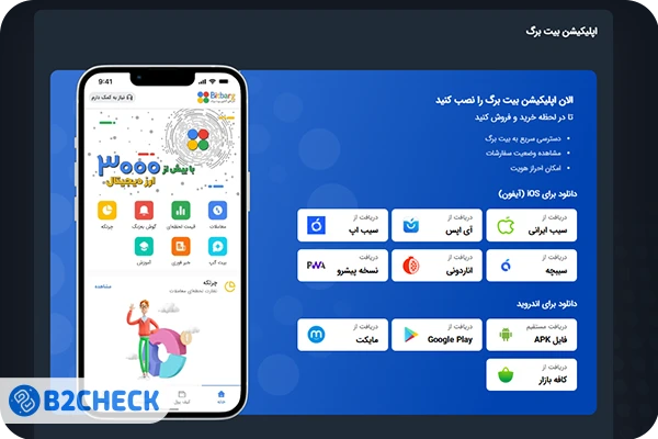 اپلیکیشن معاملاتی صرافی بیت برگ